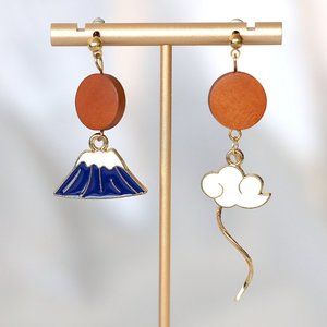 Mt. Fuji Handmade Earrings- Mismatched Japanese inspired